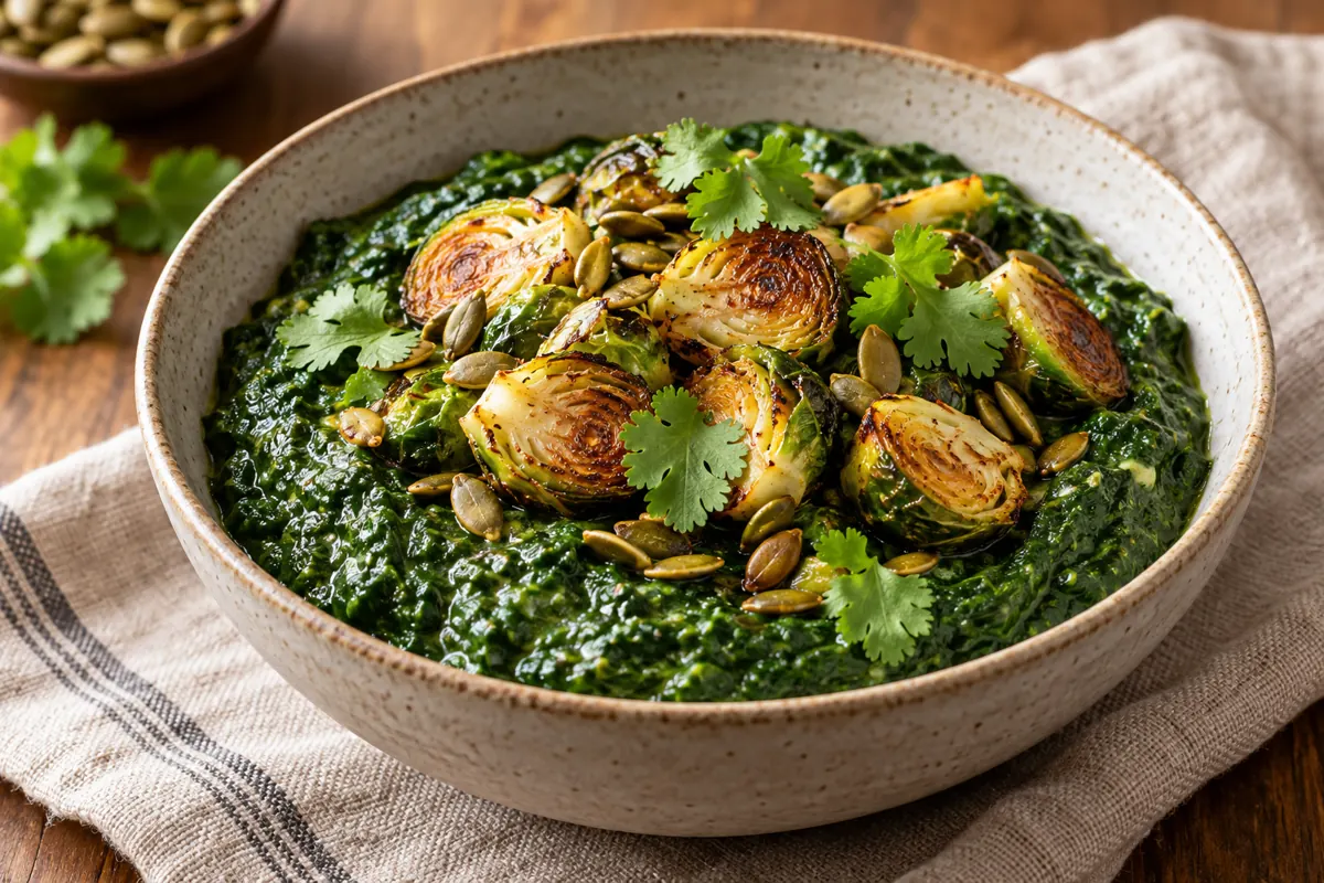 Brussels Sprouts Saag with a Crunchy Finish
