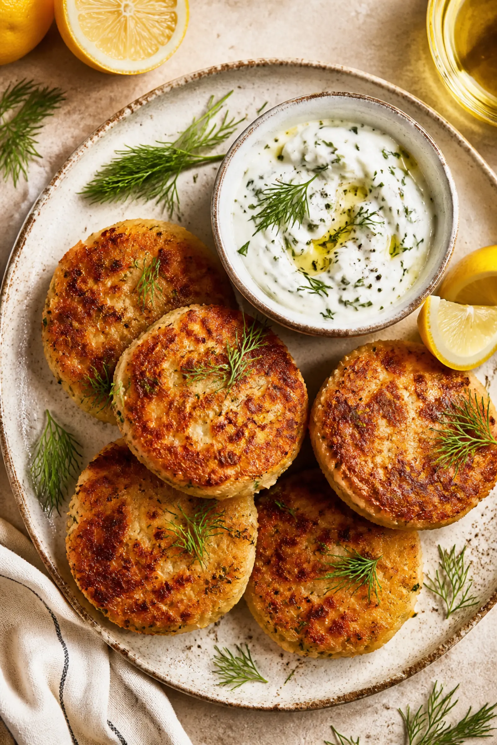 Crispy Potato Cakes with Herbed Yogurt